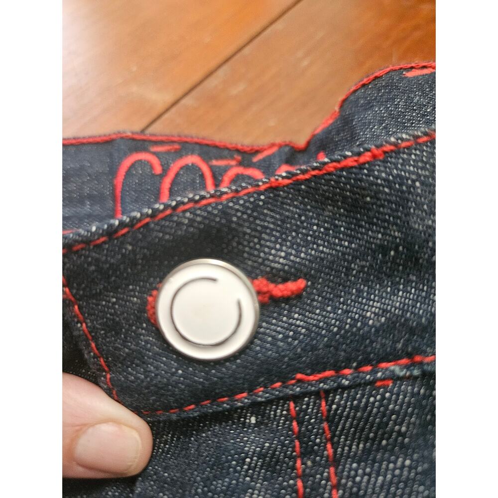 Coogi Wide Leg Jeans W40 L34 Red Contrast Stitching Embroidered Pockets Y2K - Picture 8 of 16